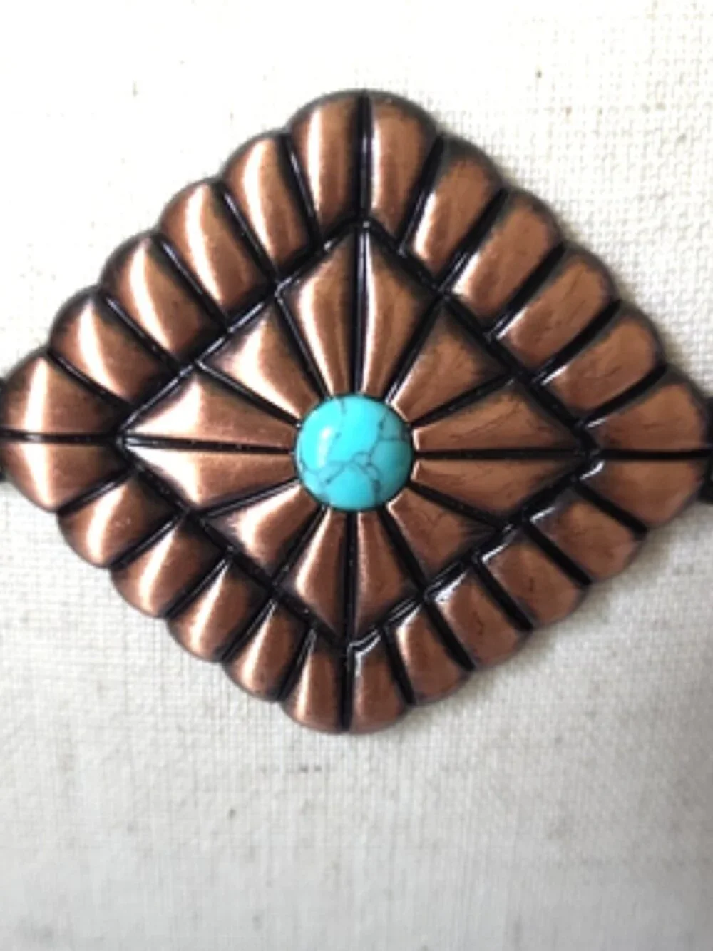 Turquoise Accent Diamond Shape Concho Copper-Tone Linked Waist Chain Belt 39